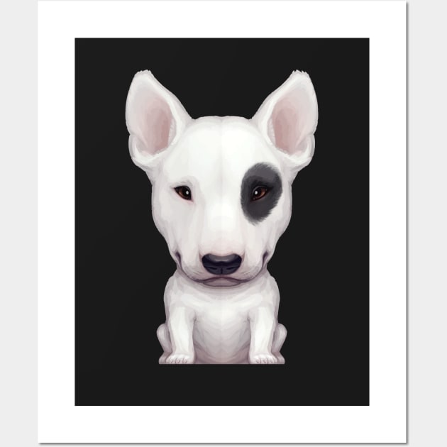 White English Bull Terrier with Black Eye Patch Wall Art by stonemask